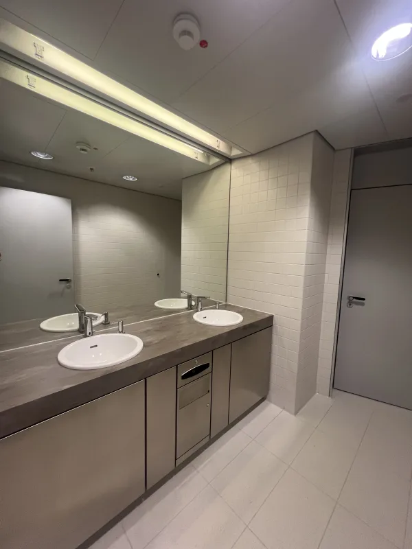 Moderner Waschraum mit Einbauwaschbecken